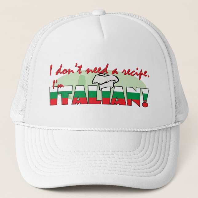 Boné Eu não preciso uma receita que eu sou italiano (Frente)