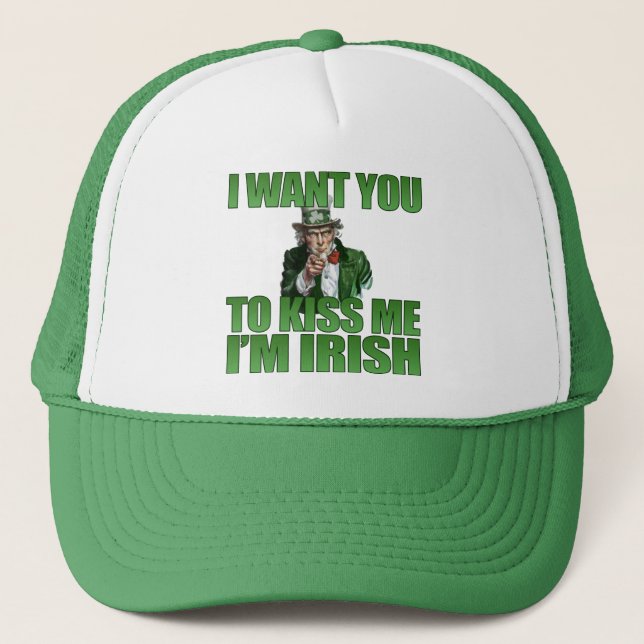Boné Eu quero-o beijar-me que eu sou chapéu irlandês (Frente)