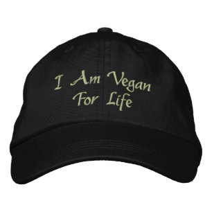 Boné Eu sou Vegan para a vida. Verde. Slogan. Costume