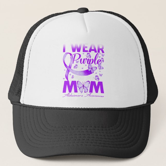 Boné Eu Visto Roxo para a consciência da minha mãe Alzh (Frente)