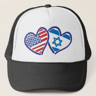 Boné EUA e bandeira do coração de Israel