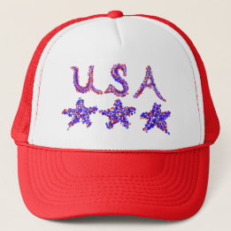 Boné EUA Red White Blue Stars Patriótico