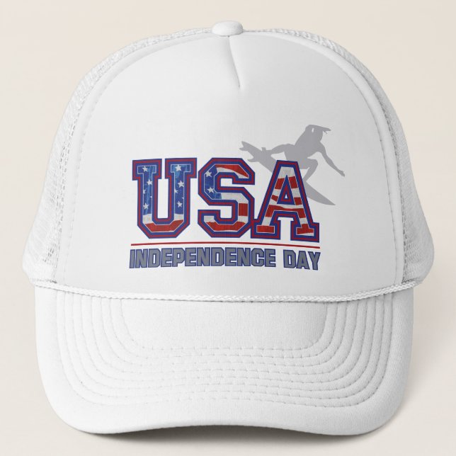 Boné EUA Surfer Independence Day Truckers Hats (Frente)