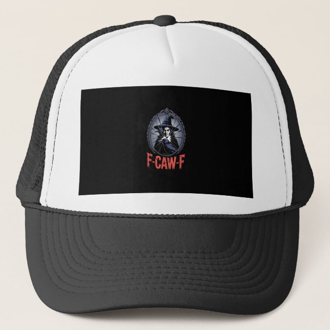 Boné F-Caw-F Corvo Engraçado Gótico Lua Pássaro Hallowe (Frente)