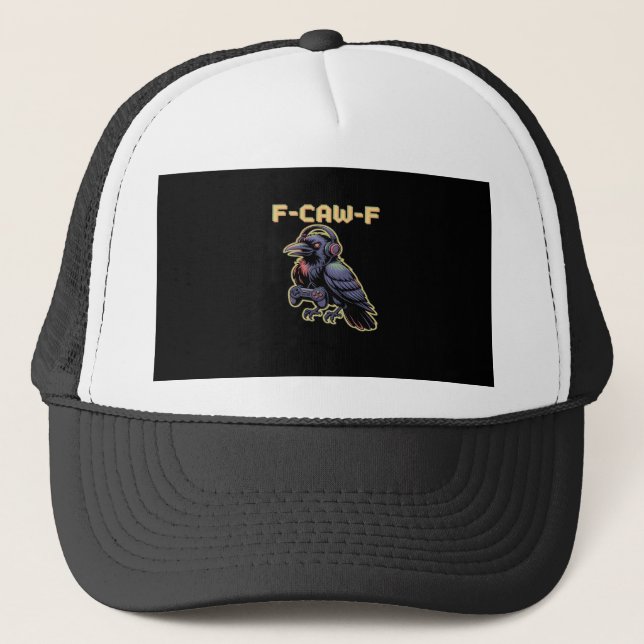Boné F-Caw-F Gaming Raven com fones de ouvido - Edgy St (Frente)