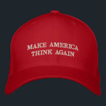 Boné Faça a América pensar novamente na eleição paródia<br><div class="desc">Uma reviravolta ao icônico slogan "Make America Excelente Again" - "Make America Think Again" - personalizado, paródia MAGA, bordado, boné vermelho de basebol / chapéu, para os democratas mostrarem o seu apoio ao Presidente Donald Trump. Faz um presente político excelente para seus entes queridos, amigos e família, para o aniversário,...</div>