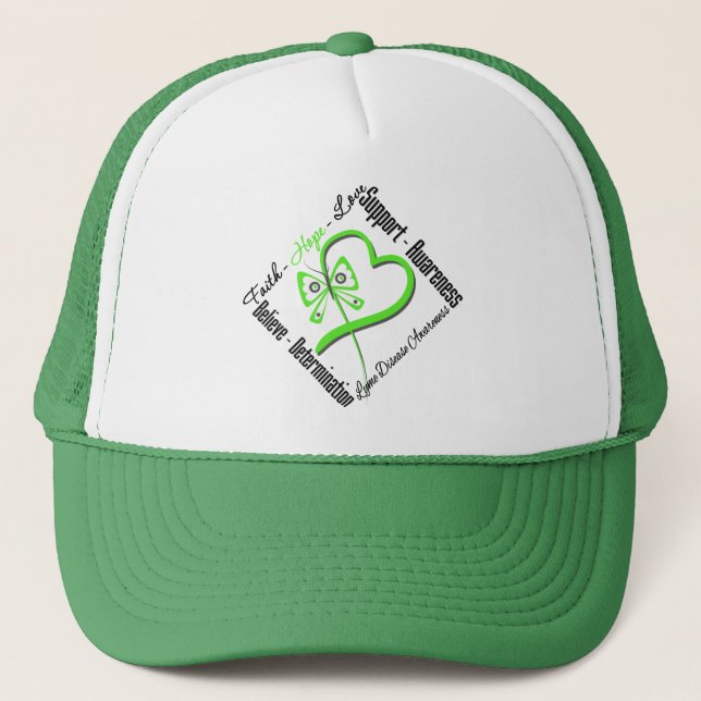 Boné Faith Hope Love Butterfly - doença de Lyme (Frente)
