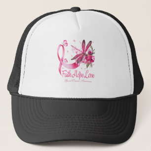 Boné Faith Hope Love Dragonfly Ribbon Breve Cancer