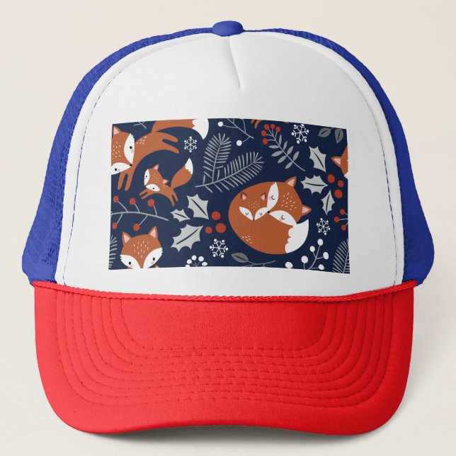 Boné Família Fox: padrão contínuo de vintage. (Frente)