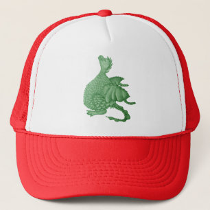 Boné fantasia mítica, criatura verde, dragão