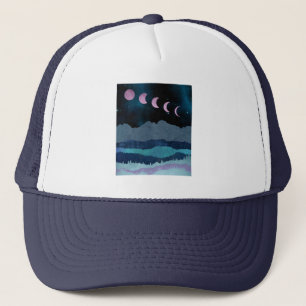 Boné Fases da Lua Rosa na Paisagem