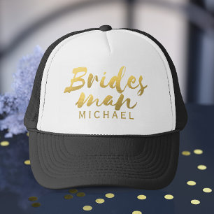 Boné Faux Gold Foil Bridesman Casamento