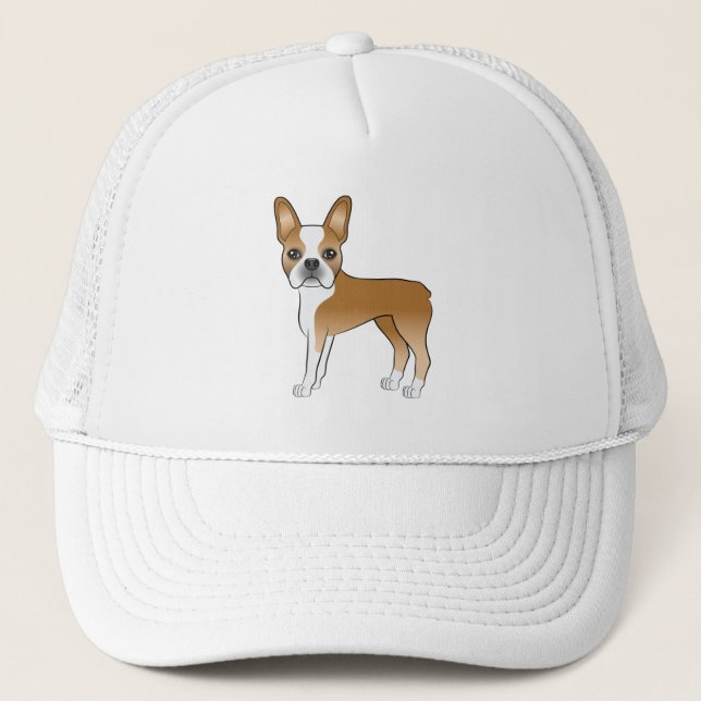 Boné Fawn Boston Terrier Cute Cartoon Dog Trabalho de a (Frente)