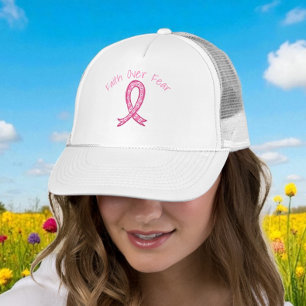 Boné Fé sobre Medo Boné Coração com Laço Rosa