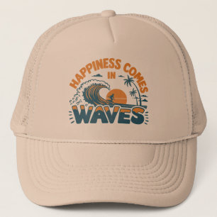 Boné Felicidade vem na praia das ondas