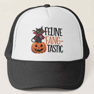 Boné Feline Fang-tastic Halloween Vamire Cat Design
