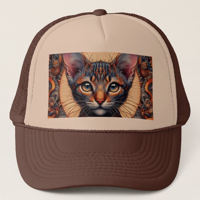 Boné Felinino fantástico ornamentado mítico régio (Frente)