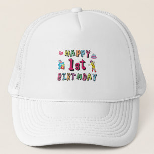 Boné Feliz aniversário de 1 ano para crianças de 1 ano 