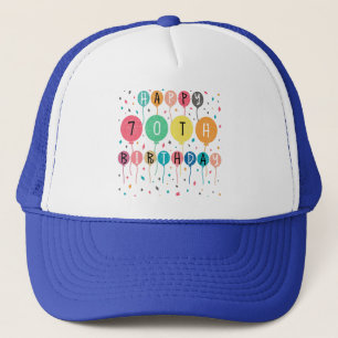 Boné Feliz aniversário de 70 com balões