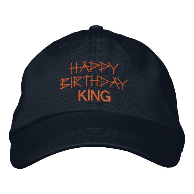 Boné Feliz Aniversário REI Texto Impresso Chapéu de Cel (Frente)