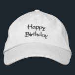 Boné Feliz Aniversário Texto Personalizado Cor Branca F<br><div class="desc">Texto de aniversário feliz,  Boné bordado Legal de beisebol Bonés brancos ou Texto preto de chapéu</div>