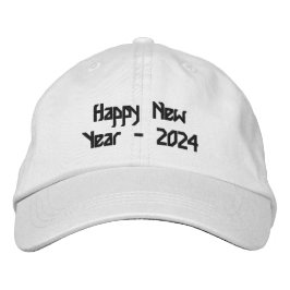 Boné Feliz ano novo 2024 Texto preto impresso - Chapéu 