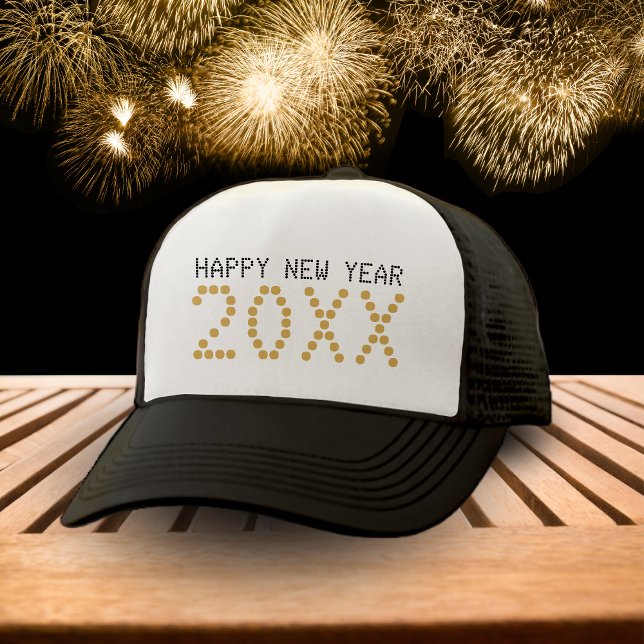 Boné Feliz ano novo Preto e Dourado 2024 (Black & Gold Happy New Year 2024 Trucker Hat)