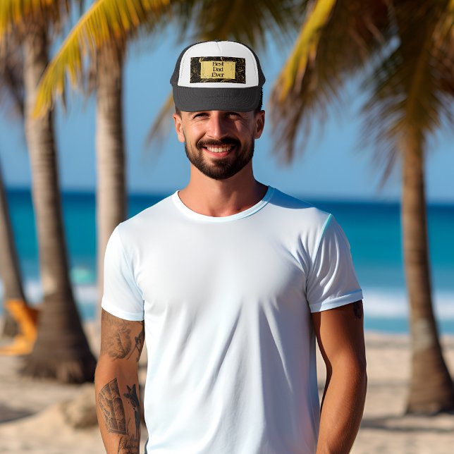 Boné Feliz Dia de os pais Moderno da Caligrafia (Happy Fathers Day Modern Calligraphy Leafy Swirls Trucker Hat)