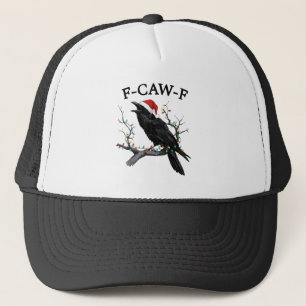 Boné Feliz F-Caw-F Natal Corvo Preto Engraçado F Caw F