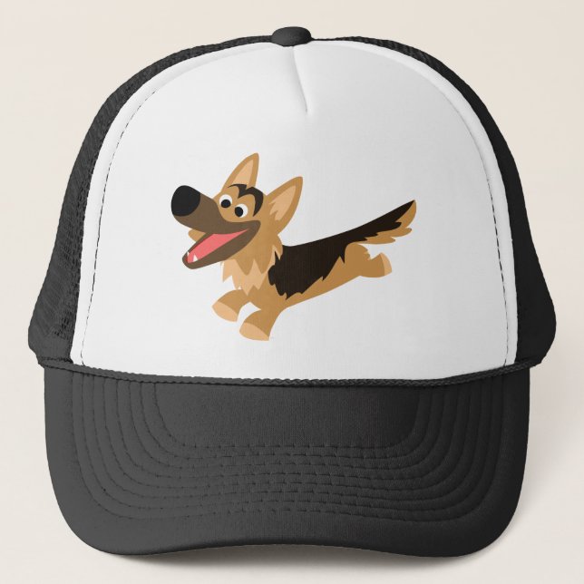 Boné Feliz German shepherd de Cartoon Hat (Frente)