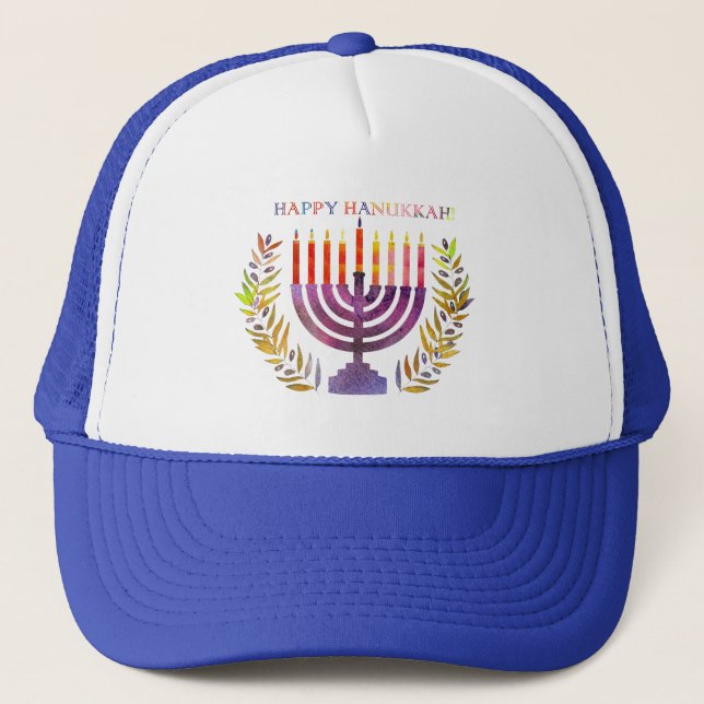 Boné Feliz Hanukkah Trucker Hat (Frente)
