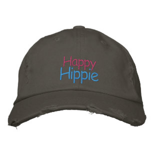 Boné Feliz Hippie Nickel Cinza Russo Vintage Azul Rosa