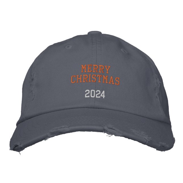 Boné Feliz Natal 2024 Estiloso Escócia Cor Azul (Frente)