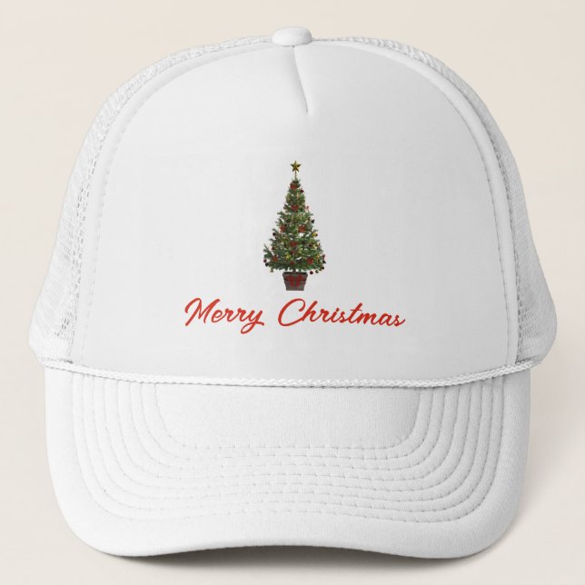 Boné Feliz Natal. Árvore de Natal (Frente)