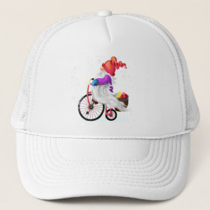 Boné Feliz Natal - Gnomo Engraçado com Bicicleta e Pre