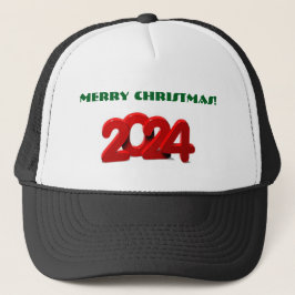 Boné Feliz Natal Texto Verde 2024 Texto Vermelho Na mod