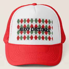 Boné Feliz Natal! Xadrez Argyll Vermelho Verde