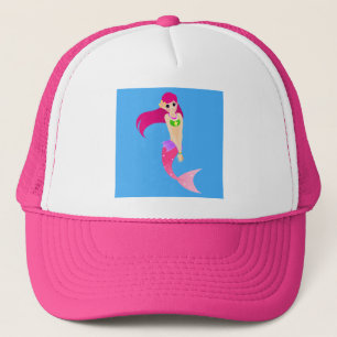 Boné Feliz Sereia com Cabelo Rosa