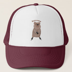 Boné Feliz sorriso, design de desenho animado de quokka