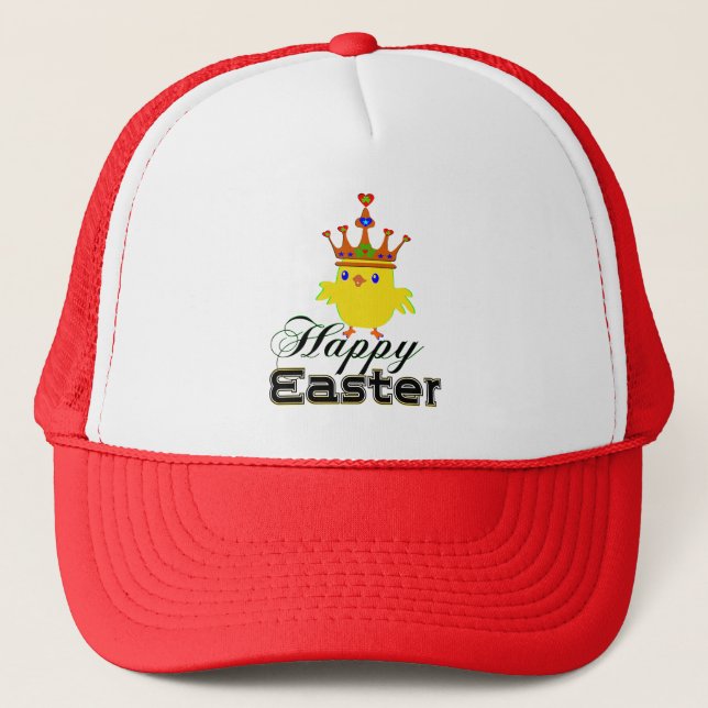 Boné ♫ ♥ Felz pascoa King Chicken Fun Trucker Hat fico (Frente)