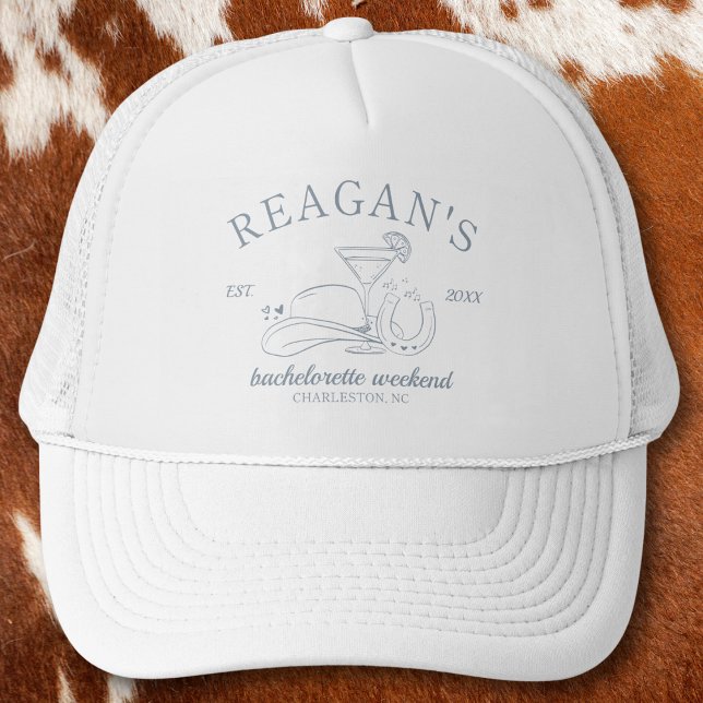 Boné Festa de Despedida de Solteira Desenhada à Mão com (cowgirl western bachelorette party hat costal cowgirl disco cowgirl girls weekend party favors bride)