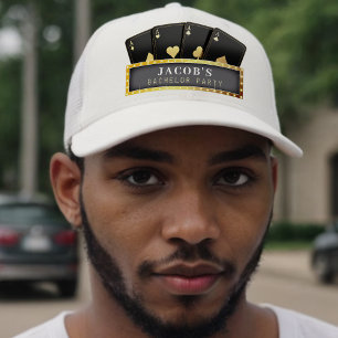 Boné Festa de Despedida de Solteiro Poker Aces Preto e 