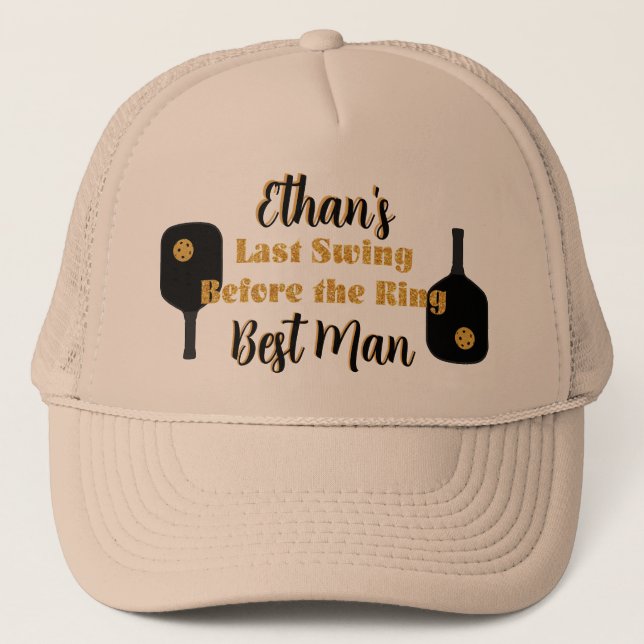 Boné Festa de Solteiro Preta Dourada Personalizada (Frente)