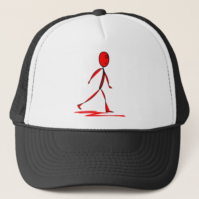 Boné Figura Man Stick Ribbon Red Walking Stroll Human (Frente)
