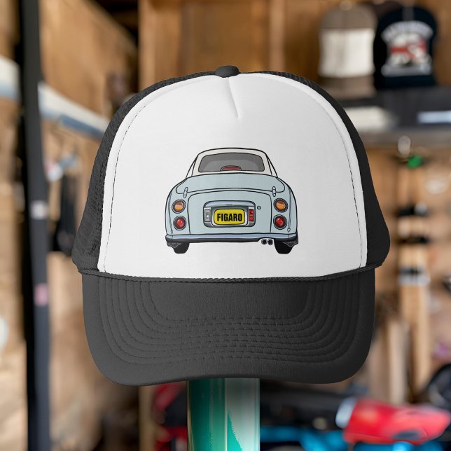 Boné Figuras Pale Aqua Figaro Carro Nome Trucker Hat (Perfect trucker hat for the Pale Aqua Figaro Driver. Add your name or initials)