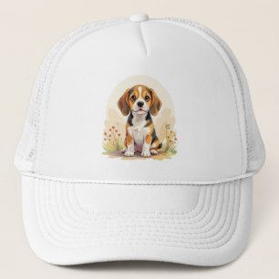 Boné Filhote de Beagle Tricolor Preto, Marrom e Branco