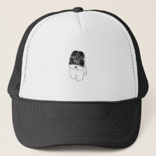 Boné Filhote de Bichon Frise Legal Usando Touca Preta
