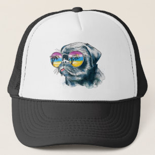 Boné Filhote de cachorro tropical da aguarela