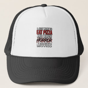 Boné Filmes de Terror de Pizza Tipografia Vintage de Ha