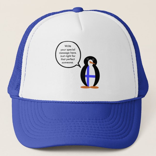 Boné Finlândia Falando Sra. Pinguim Personalizado (Frente)